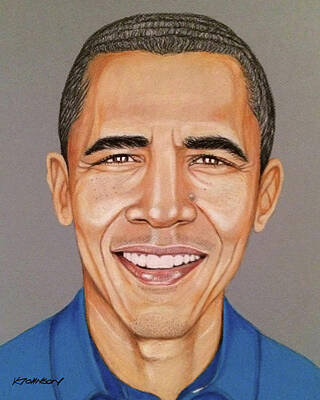 Politicians Drawings - Barack Obama by Kevin Johnson Art
