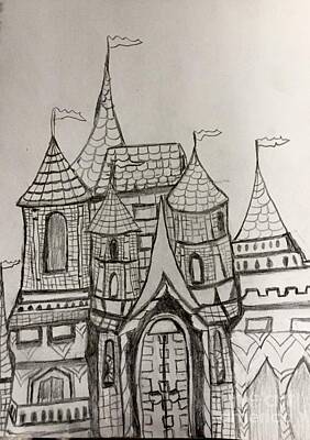 Fantasy Drawings - Fantasy Castle by Shylee Charlton
