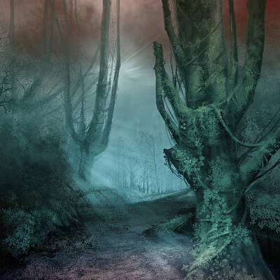 Mountain Digital Art - Fantasy Forest 2 by Bekim M