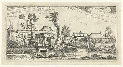 Revolutionary War Art - Farm on a canal near Haarlem, Esaias van de Velde, 1615 - 1616 by Esaias van de Velde