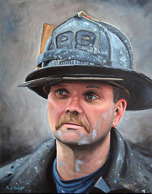 City Scenes Painting Royalty Free Images - Fdny Lieutenant Royalty-Free Image by Paul Walsh