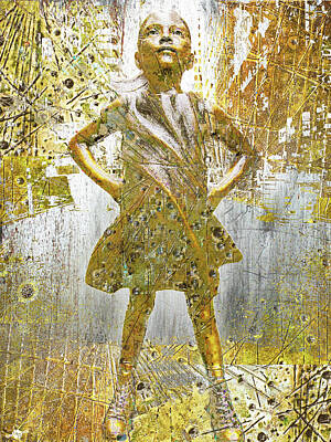 Cities Mixed Media Royalty Free Images - Fearless Girl Future Is Female Royalty-Free Image by Tony Rubino
