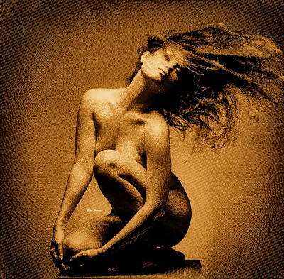 Black And White Ink Illustrations - Female Figure in Sepia by Rafael Salazar