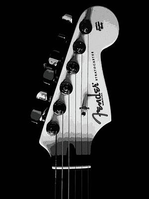 Jazz Painting Royalty Free Images - Fender Stratocaster in Black and White Royalty-Free Image by AM FineArtPrints