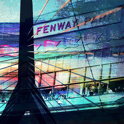 Recently Sold - Baseball Mixed Media Rights Managed Images - Fenway Park v4 Royalty-Free Image by Brandi Fitzgerald