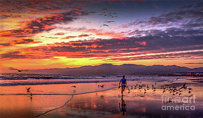 Word Signs - Fiery Sunset Jog moment in time by David Zanzinger