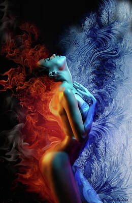 Nudes Digital Art - Fire and Ice by Lilia S