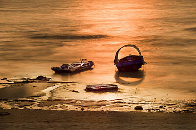 Winter Animals - Fishing Boat In the Evening by Lin Hai
