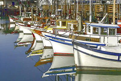 Digital Art - Fishing Boats at Fishermans Wharf by Bill Gallagher