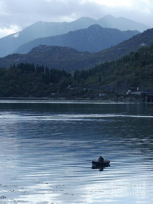 Modern Man Famous Athletes - One man in his boat - Fishing on Lake Skada - Montenegro by Phil Banks