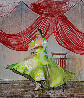 Comedian Drawings Royalty Free Images - Flamenco show nr 1 Royalty-Free Image by Jouko Lehto