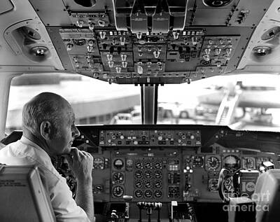 American Red Cross Posters Rights Managed Images - Flight Deck Portrait of a DC-10 Captain, 1973 Royalty-Free Image by Wernher Krutein