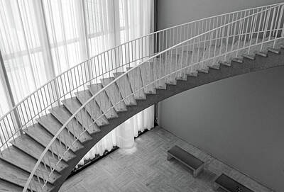 Ira Marcus Royalty-Free and Rights-Managed Images - Floating Staircase at The Art Institute BW by Ira Marcus