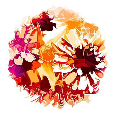 Florals Digital Art - Floral Ball Abstract by Debra Lynch