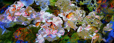 Abstract Flowers Paintings - A Flutter Of Fabulous Frilly Fantasy Flowers From Fairyland Farm by Hanne Lore Koehler