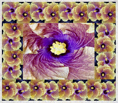Vine Ripened Tomatoes - Floral Pattern Purple Gold by Christine McCole