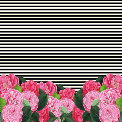 Floral Digital Art - Floral stripes by Suzanne Carter
