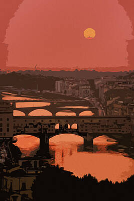 Game Of Chess - Florence, romantic sunset by AM FineArtPrints