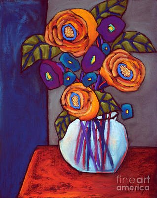 Abstract Flowers Paintings - Flowers -  7 by David Hinds
