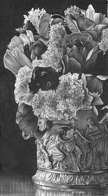 Still Life Drawings - Flowers by Jerry Winick
