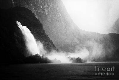 Travel Luggage Royalty Free Images - Foggy Milford Sound New Zealand 4-1bw Royalty-Free Image by Stefan H Unger