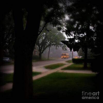 Frank J Casella Royalty-Free and Rights-Managed Images - Foggy Morning Bus Ride by Frank J Casella