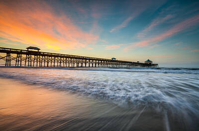 Landscapes Royalty-Free and Rights-Managed Images - Folly Beach Pier at Dawn - Charleston SC by Dave Allen