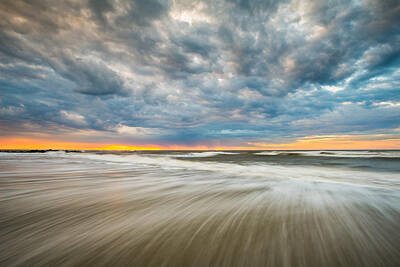 Beach Photos - Folly Beach Sunrise Charleston SC Seascape by Dave Allen