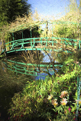 Impressionism Photos - Foot Bridge Reflections in Monets Garden by David Smith