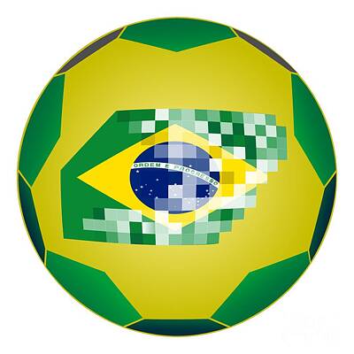 Football Digital Art - Football ball with Brazil flag by Michal Boubin