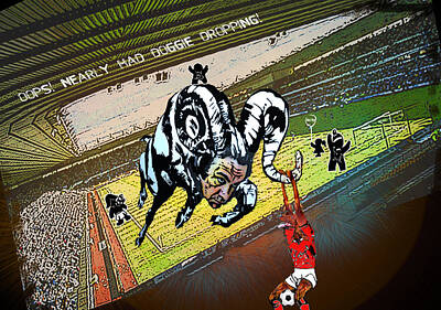 Football Paintings - Football Derby Rams against Nottingham Forest Red Dogs by Miki De Goodaboom