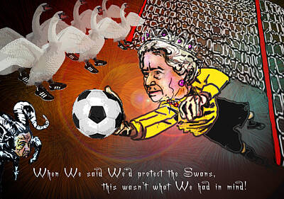 Football Paintings - Football Derby Rams against Swansea Swans by Miki De Goodaboom