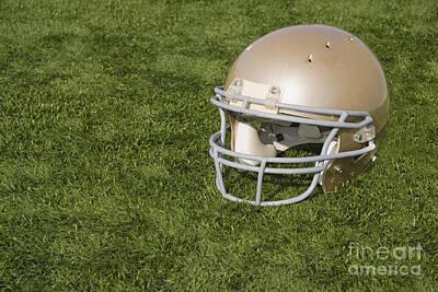 Football Royalty Free Images - Football Helmet on Artificial Turf Royalty-Free Image by SAJE Photography
