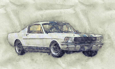 Transportation Mixed Media - Ford Shelby Mustang GT350 - 1965 - Sports Car 1 - Automotive Art - Car Posters by Studio Grafiikka