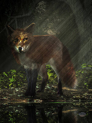 Mammals Digital Art - Fox in the Deep Forest by Daniel Eskridge