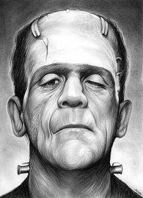 Celebrities Drawings - Frankenstein by Greg Joens