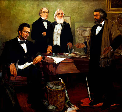 Politicians Paintings - Frederick Douglass appealing to President Lincoln by War Is Hell Store
