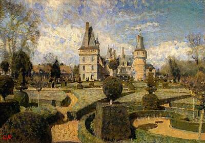 Seascapes Larry Marshall - French Impressionistic Painting Of Formal Chateaux Gardens - France L A S by Gert J Rheeders