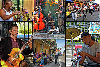 Musicians Royalty-Free and Rights-Managed Images - French Quarter Musicians Collage by Steve Harrington