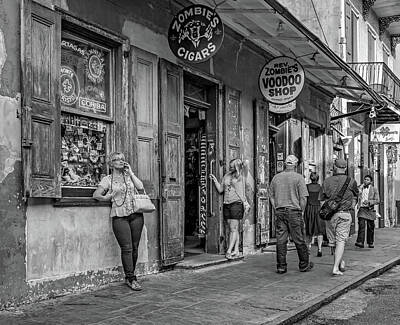 Car Design Icons - French Quarter - People Watching bw by Steve Harrington