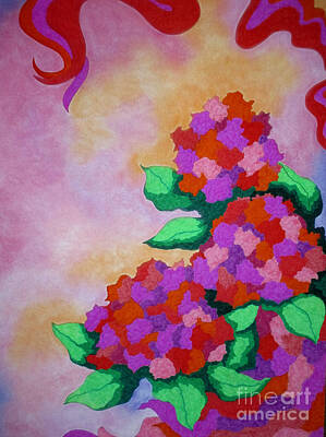 Abstract Flowers Drawings - Fresh Summer Morning by Kathleen Allen