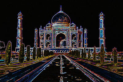 Best Sellers - Travel Pics Digital Art Royalty Free Images - Front View Of Taj Mahal Royalty-Free Image by VRL Arts