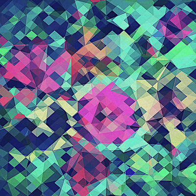 Abstract Digital Art - Fruity Rose   Fancy Colorful Abstraction Pattern Design  green pink blue  by Philipp Rietz