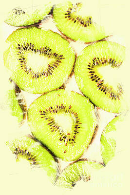 Food And Beverage Photos - Full Frame Shot Of Fresh Kiwi Slices With Seeds by Jorgo Photography