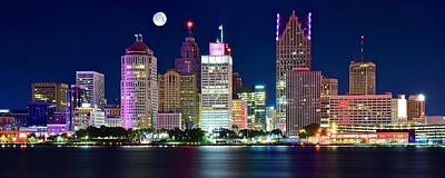 Jazz Photos - Full Moon over Detroit by Frozen in Time Fine Art Photography