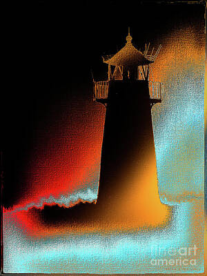 Abstract Landscape Digital Art Rights Managed Images - Lighthouse Funky Silhouetted Royalty-Free Image by Mona Stut