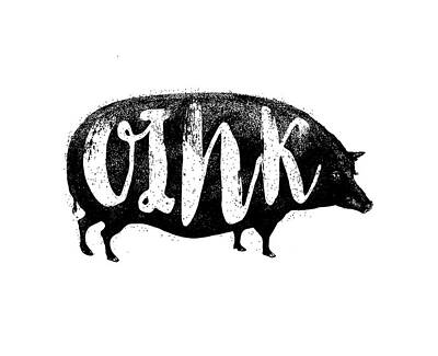 Mammals Digital Art - Funny Oink Pig by Antique Images