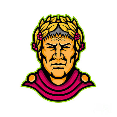 Politicians Digital Art Royalty Free Images - Gaius Julius Caesar Mascot Royalty-Free Image by Aloysius Patrimonio