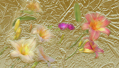 Florals Mixed Media - Garden in Gold Leaf2 by Steve Karol