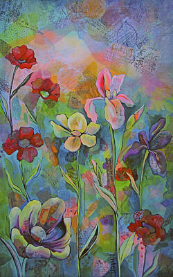 Floral Paintings - Garden of Intention - Triptych Center Panel by Shadia Derbyshire